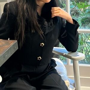 Fur Collar Cropped Blazer